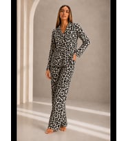 Night Kadın Önden Düğmeli Uzun Kollu Alt Üst Pijama Takımı