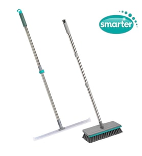 Smarter Yer Sileceği + Pratik Yüzey Fırçası Çekçek Banyo Mutfak Fayans Balkon (Gri)
