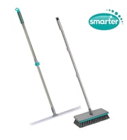 Smarter Yer Sileceği + Pratik Yüzey Fırçası Çekçek Banyo Mutfak Fayans Balkon (Gri)