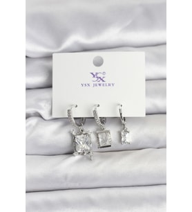 Gümüş Renk Zirkon Taşlı Kadın Küpe 5886 - SSSSSS8720-7882