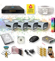 Qromax 4 Kameralı Set - Gece Renkli Gösteren Hareket Algılayan 5MP SONY Lensli 4 Ultra Warm Ledli 1080P FULLHD Güvenlik Kamerası Seti 784W