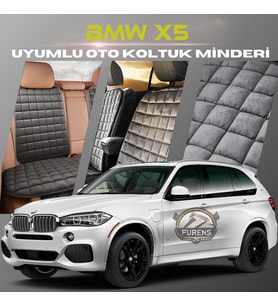 Bmw X5 Antrasit Renk Tay Tüyü Cepli & Terletmez Sırtlı Oto Koltuk Minder Seti - Koltuk Koruma Kılıfı (ÖN & ARKA TAM SET)