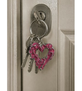 Gotik Kalp Figürlü Pembe Metal Anahtarlık Unisex Aksesuar