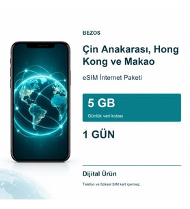 Northcity Çin Anakarası, Hong Kong ve Makao eSIM İnternet Paketi Günlük 5 GB 1 Gün