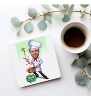 Kişiye Özel Yemek Yapmayı Seven Erkek Karikatürlü Bardak Altlığı