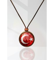 Türk Bayrağı Ahşap Kolye