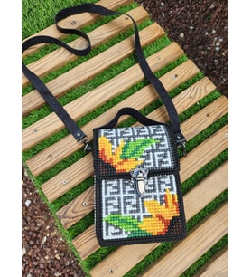 Fendi Desenli Kanvas İşleme Çok Renkli Mini Bag