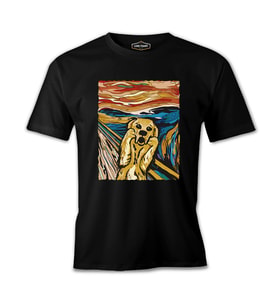 Golden Retriever in Scream Siyah Erkek Tshirt