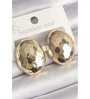 Pirinç Gold Renk İşlemeli Bombe Oval Model Kadın Küpe 5886 - HPSBYI5316-7327