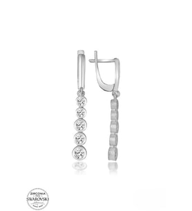 SWAROVSKİ TAŞLI  ZİRCONİA PIRLANTA MONTÜR BEŞ TAŞ 925 AYAR GÜMÜŞ KÜPE
