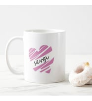 Sevgi Temalı Porselen Kupa Bardak (Pembe)