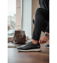 Enoch Hakiki Deri Kaşe Detaylı Erkek Sneaker Ortopedik Taban