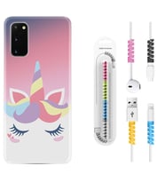 Samsung A02S A03S A10 A12 A13 A21S A22 Kılıf Kablo Koruma Spiral Silikon Sweety Unicorn 1737