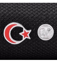 925 Ayar Gümüş Kırmızı Mineli Ayyıldız Yaka Rozeti