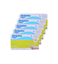 Dolphin Tek Kullanımlık Lateks Beyaz Pudralı Large ( L ) Muayne Eldiveni - 5 Adet 100'lü Paket