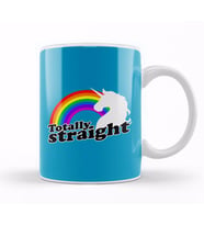 Totally Straight Unicorn And Rainbow Kupa Bardak Porselen