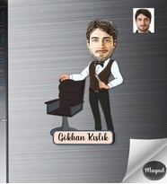Kişiye Özel Berber Erkek Ahşap Magnet -5