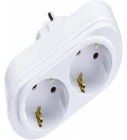 2'li Priz, Topraklı, İkili Priz Çoklayıcı, 16A 250V, 2P+2E, Çift Çıkışlı, Elektrik Priz Adaptörü, Ev, Ofis ve Atölye İçin Pratik Priz Çoğaltıcı (Beyaz)