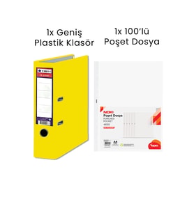 1 Adet Tigra Geniş Klasör 1 Adet Noki 100'lü Poşet Dosya Ofis Seti