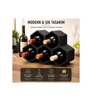 5 Hazneli Modern Yatay Şarap Şişe Stant Organizer