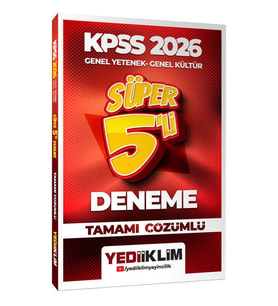 2026 KPSS Genel Yetenek Genel Kültür Tamamı Çözümlü Süper 5 li Deneme Yediiklim Yayınları