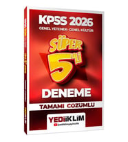 2026 KPSS Genel Yetenek Genel Kültür Tamamı Çözümlü Süper 5 li Deneme Yediiklim Yayınları