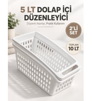 Beylini 2'li Dolap İçi Düzenleyici 5 LT Buzdolabı Organizer Nefes Alır Sebze Meyve Kabı Çok Amaçlı Düzenleme