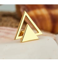 DKMN Gümüş İç İçe Üçgen Küpe 925 Ayar Kadın Gümüş Küpe (Gold)