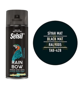 Selsil Rainbow Akrilik Sprey Boya MAT SİYAH 400 ml. - RAL9005