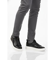 CONTEYNER Beyaz Bağcıklı Cilt Hafif Esnek Erkek Sneaker 179 M (Siyah - Beyaz)