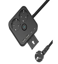 3680W 2'li Priz, 2 USB ve 2 Type-C Portlu, 1.4m Kablo, 3.4A Çıkış, Askı Aparatlı, Akım Korumalı (Siyah)