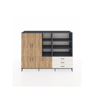 Hyperion Dolap 11 Raflı 3 Çekmeceli 5 Kapaklı 220x44x163 Antrasit-Çam/Aytaşı