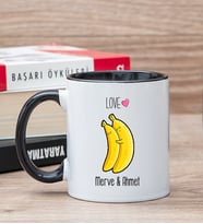 Kişiye Özel Sevimli Muzlar Siyah Kupa Bardak