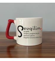 Sevgilim Baskılı Kırmızı Kulplu D Kupa