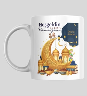 Ramazan Kupa Bardak Beyaz Hoş Geldin Ya Şehri Ramazan Kupa Bardak (Çok Renkli-Beyaz)