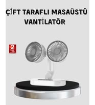 Usb Şarjlı Çift Kafalı Vantilatör - 720° Döner Başlık Ve Sessiz Çalışma Özelliği
