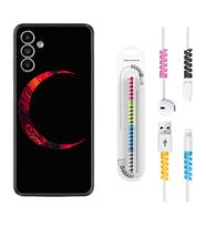 Samsung A23 A31 A32 A50 A51 A52 A53 A70 Kılıf Kablo Koruma Spiral Silikon Red Moons 1747