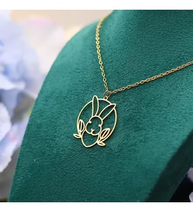 Tasarım Minimalist Tavşan Figürlü Kolye 925K Gümüş (Gold)