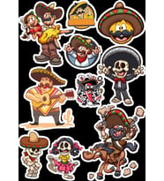 Mexican Sticker Set -1 10 Parça Telefon, Tablet, Defter, Laptop Sticker