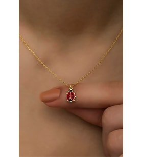 925 Ayar Gümüş Gold Minik Uğur Böceği Kolye