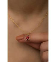 925 Ayar Gümüş Gold Minik Uğur Böceği Kolye