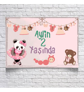Balerin Panda Temalı Doğum Günü Afişi