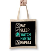 Eat Sleep Anime Repeat Hentai Ecchi Anime Gift Bez Çanta Uzun Saplı