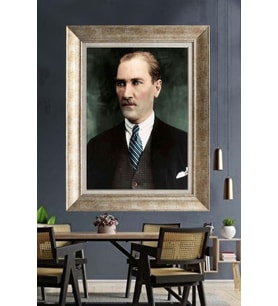 Gümüş Çerçeveli Atatürk Tablo za111