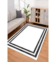 Dijital Kaymaz Taban Yıkanabilir Renkli Salon Halısı Mutfak Halısı Yolluk ND-SD-299 (Beyaz)