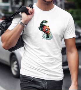 BK Gift Gaz Maskesi Tasarımlı Beyaz T-Shirt-1