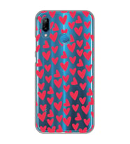 Huawei P20 Lite Uyumlu Kalp Desenli Şeffaf Telefon Kılıfı