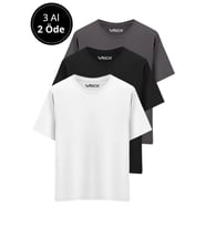 Erkek 3 Lü Paket %100 Pamuk Oversize Tişört Basic Bisiklet Yaka Kısa Kollu T-Shirt