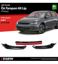 Volkswagen Golf Uyumlu 7,5 ABS Plastik Ön Tampon Alt Lip Kırmızı Ekli 4 Parça. 2018-2020 A+Kalite Parça