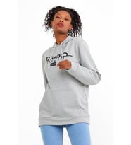 Süperlife Kadın Kapşonlu Regular Fit Tokya Baskılı İnce Sweatshirt SPR22SWK164 (Gri-Melanj)